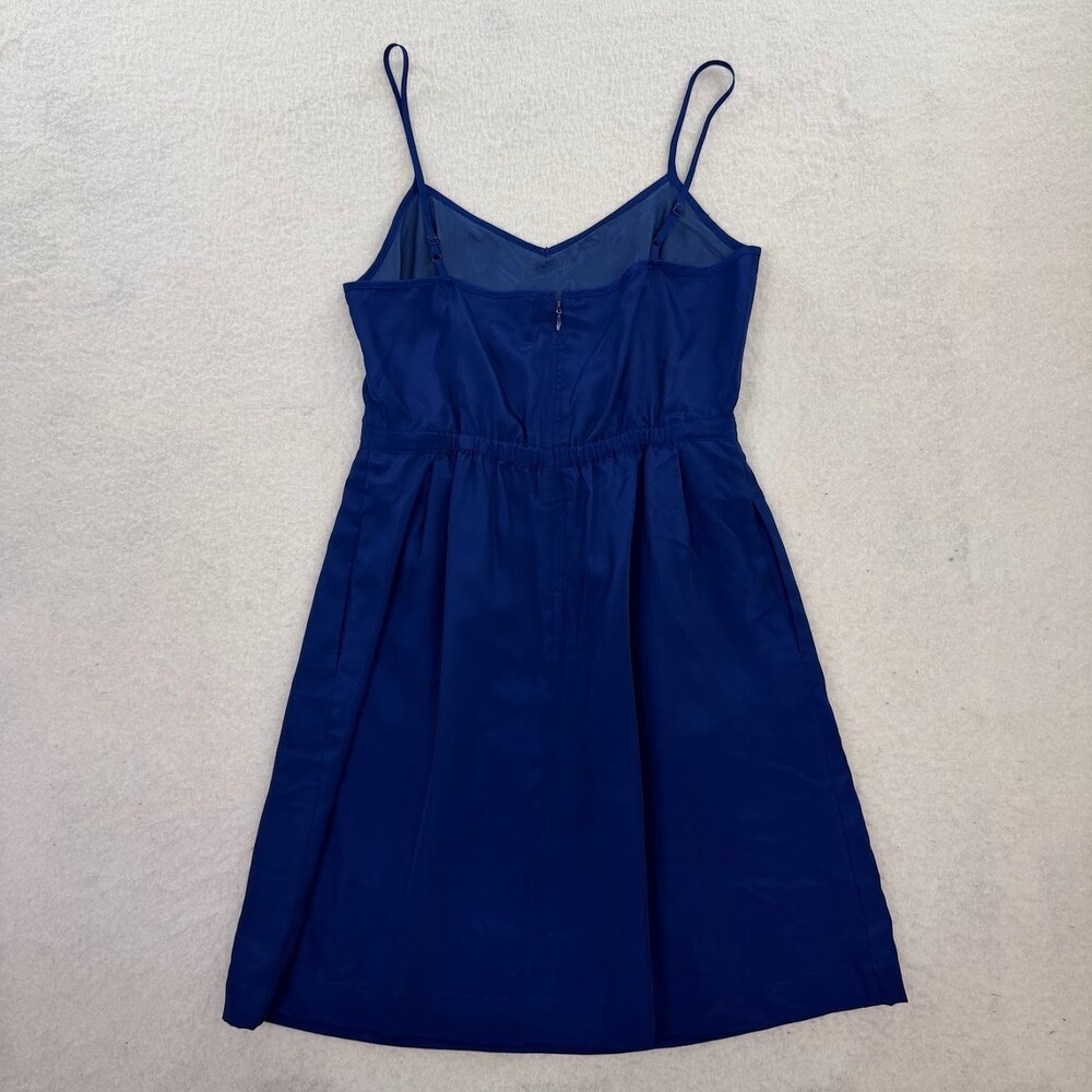 J Crew Dress Womens Sleeveless Fit & Flare Lined Pockets Adjustable Strap Blue 4 - Picture 3 of 9